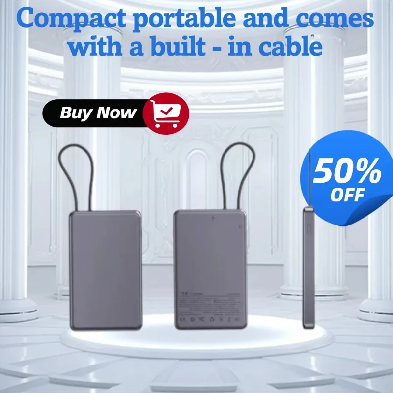 

Portable Power Bank 10000/20000mAh Fast Charging Built-in Cable Compact and Lightweight For Apple Devices