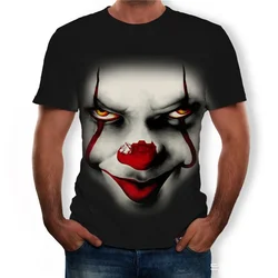 Summer New Men's Horror Clown Pattern T-Shirts Short Sleeve Streetwear Hip Hop 3D Printed Tops 6XL Large Size Loose Gothic Tees