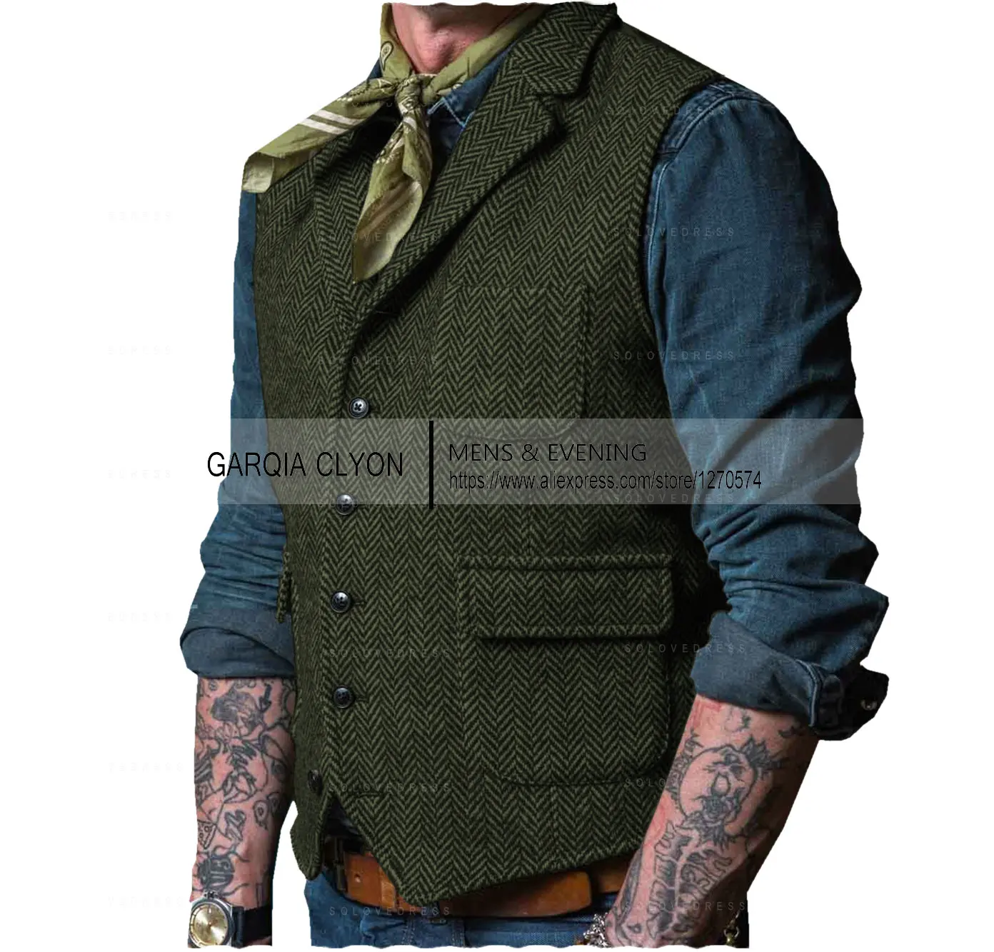 Lapel New Arrival Slim Fit Herringbone Men\'s Vest Single Breasted WIth 3 Real Pocket Men\'s Business Waistcoat For Wedding