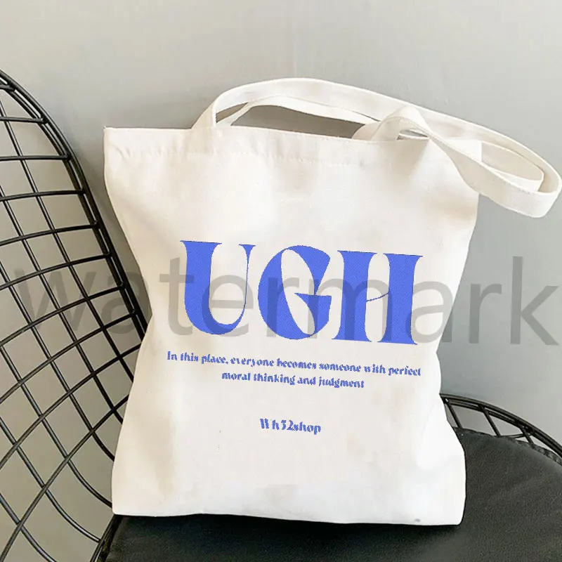 Kpop Tote Bag  Aesthetic Shopper Ugh Casual Bag Large Canvas Totes Kpop Canvas Bag Environmentally Friendly Shopping Bags