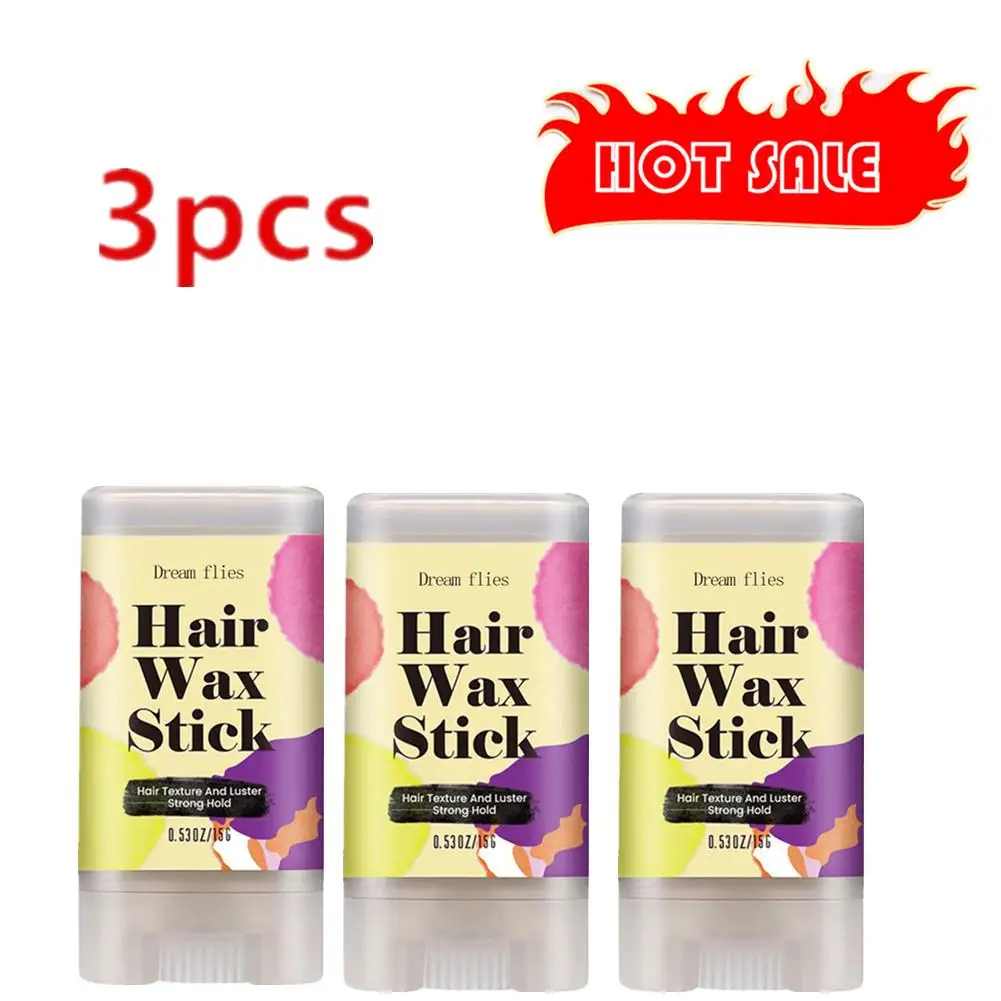 3x Hair Wax Stick Anti-frizz Moisture Crushing Hair Conditioner Shaping Stick Portable Non-greasy Edge Hair Cream Stage Cosmetic