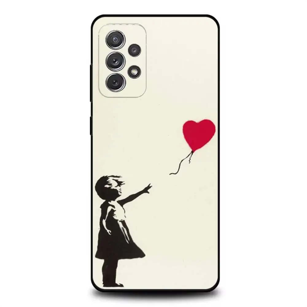 Casing Ponsel G-Graffiti Artist B-Banksy untuk Samsung S 25,24,23,22,30,21,10,9,Ultra,Plus,Lite,FE,4,5G Casing Lembut Hitam