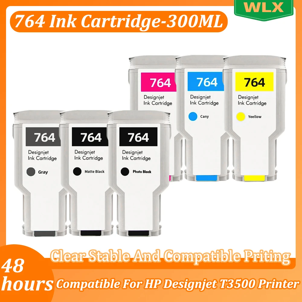 For HP764 764 Ink Cartridge-300ML Compatible With HP Designjet T3500 Printer (MBK-PBK-GY-C-M-Y) 1PCS