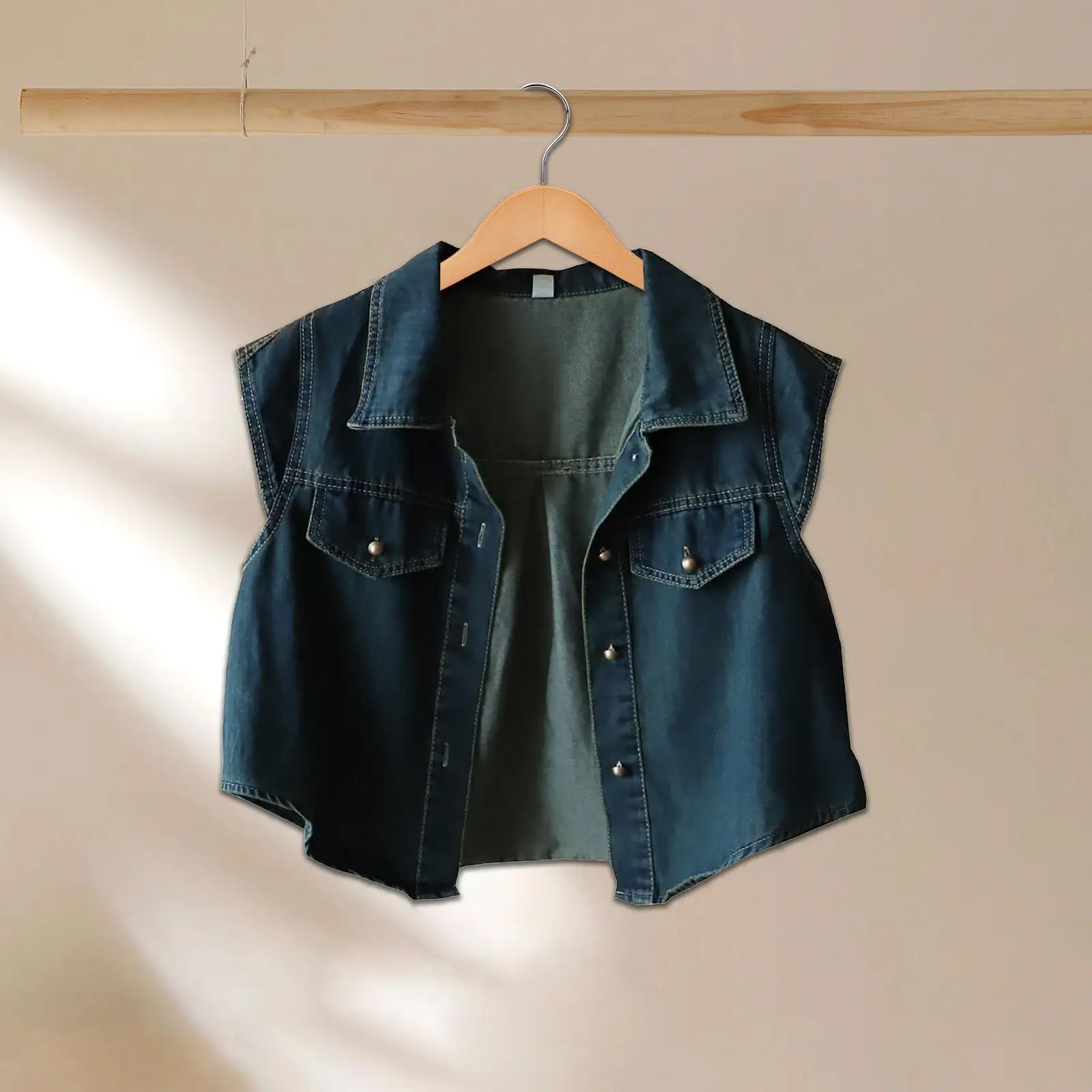 เสื้อกั๊กยีนส์สําหรับผู้หญิงแขนกุดเสื้อกั๊กยีนส์สําหรับตั้งแคมป์ท่องเที่ยวตกปลาทริป