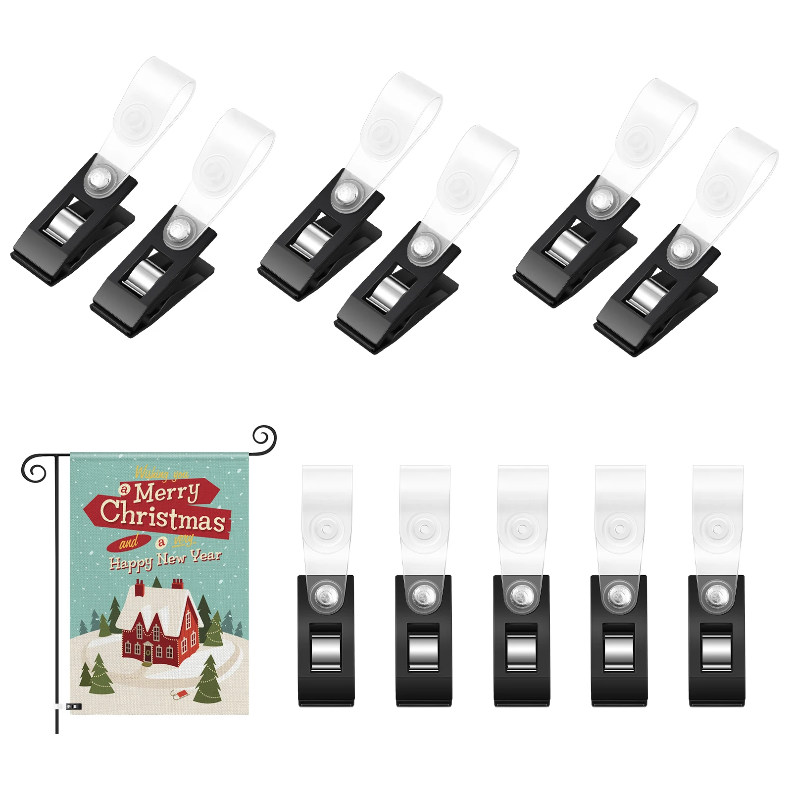 

20Pcs Garden Flag Clips Anti-Wind Durable Plastic Fixing Clips for Party Flags Halloween Christmas Decorations