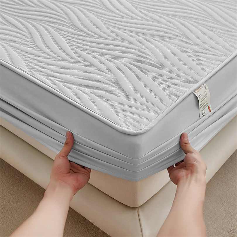 100% Waterproof Embossed Mattress Cover Bed Fitted Sheet Non-Slip Anti-Mite Mattress Protector Single/Double/140/160/200 Size
