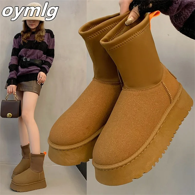 Snow boots for women in winter 2024, new thick soled and plush warm midsole boots, versatile casual women's boots