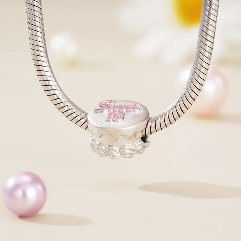 New 925 Sterling Silver Happy Birthday Cake Hot Air Balloon Charms Beads Fit Original Pendant Bracelet DIY Fashion Woman Jewelry