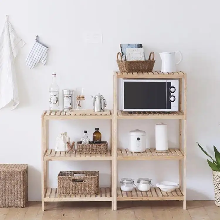 

Solid wood kitchen shelves Floor to ceiling multi-layer balcony Green plants succulent flower shelves Home bookshelves