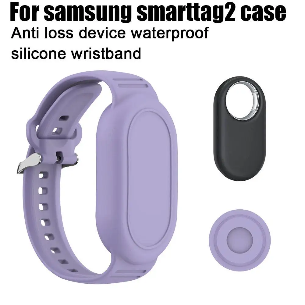  for Samsung Smarttag2 Wrist Strap Silicone Protective Case Anti-loss Device Waterproof Protective Cover Buckle Wristband Style