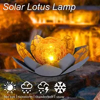 Solar Lawn Lamps Cracked Glass Ball Lotus Light Art Ornament Garden Decor Art Logistics Sculpture Garden Lamp
