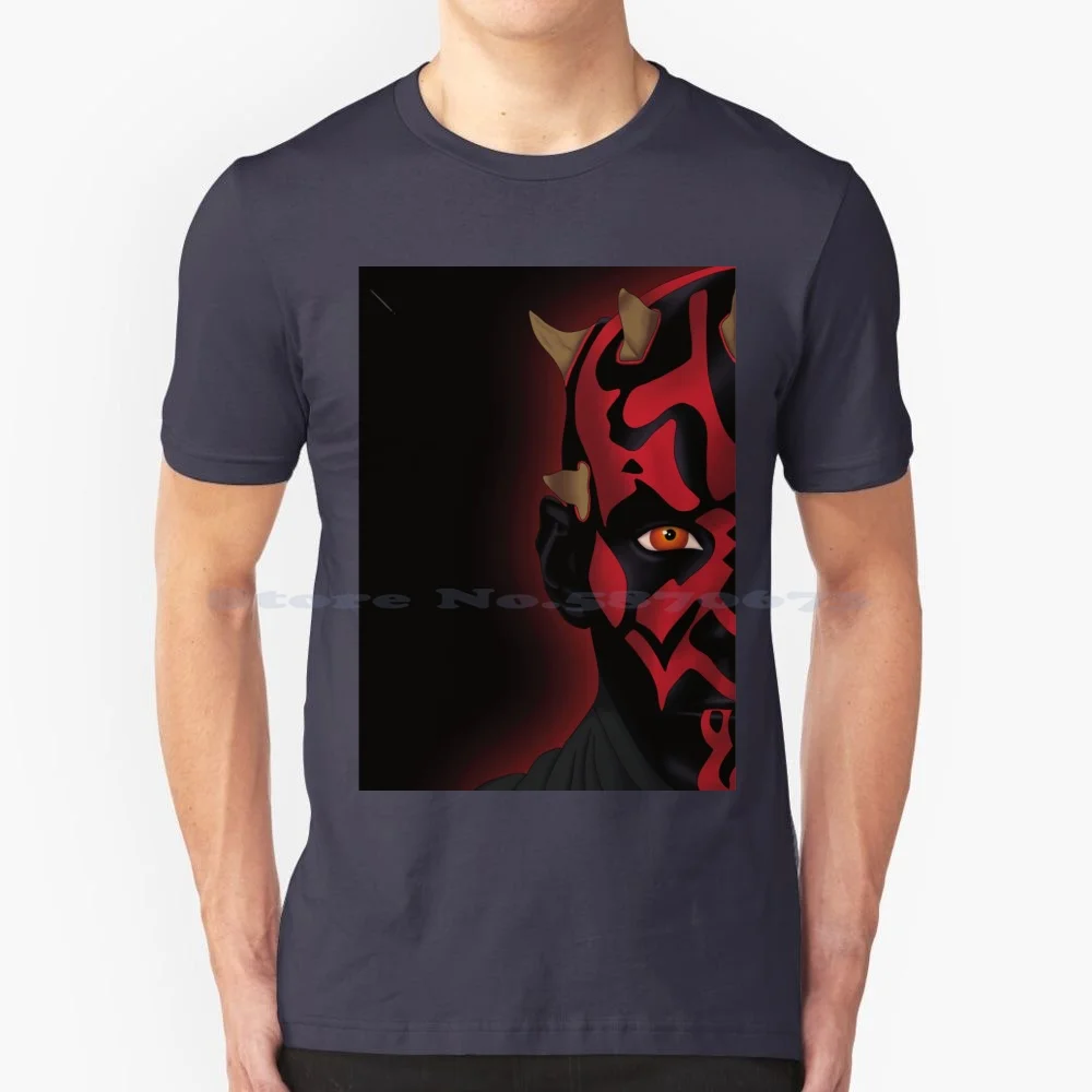 Portrait Of Darth Maul T Shirt 100% Cotton Tee Darth Maul Star Galactic Empire Lucas Princess Leia Obiwan Kenobi Sith Jedi