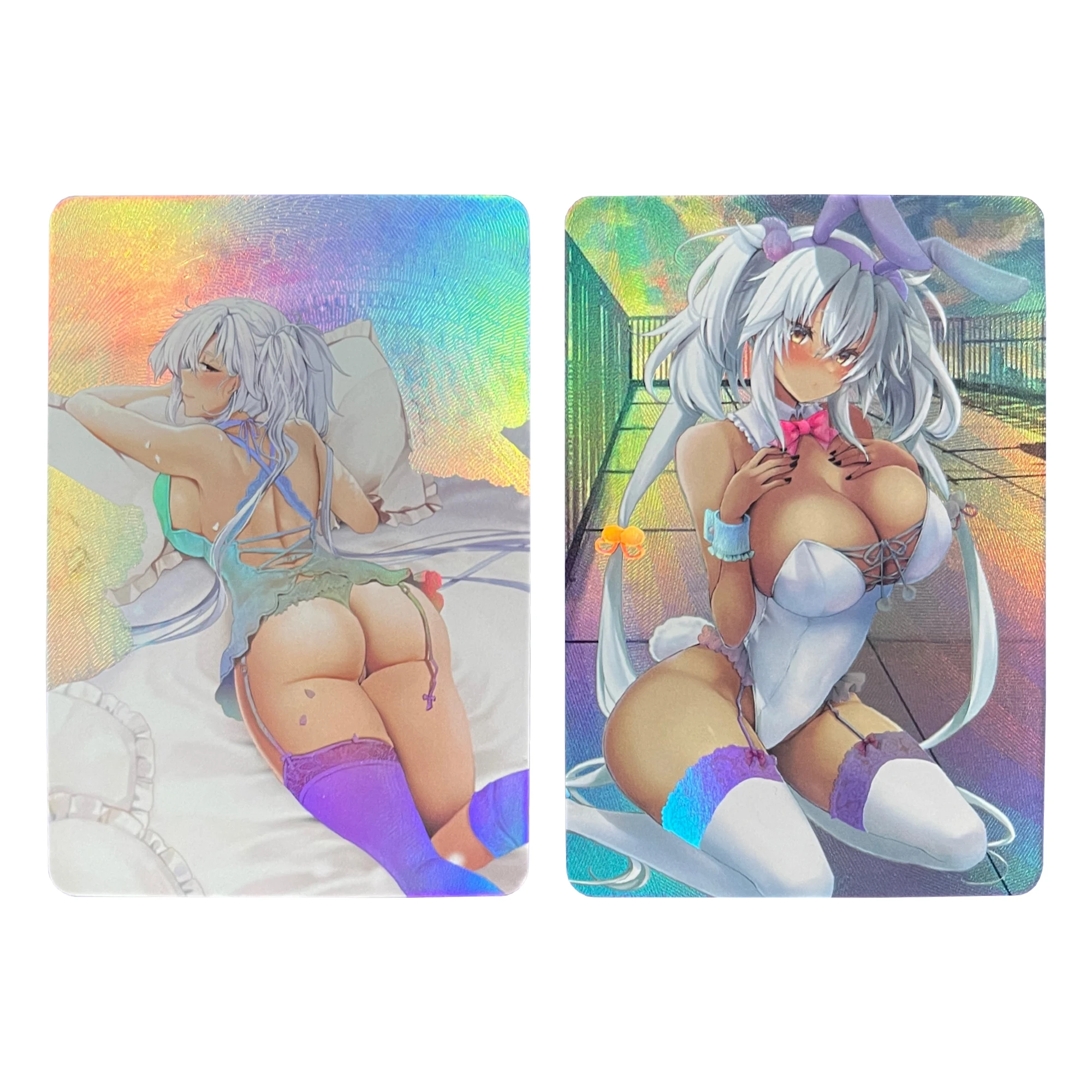 

59*86mm 2Pcs/Set Anime Girls Flash Cards Kawaii Underwear Series Second Set ACG Diy Gift Toys Game Anime Collection Cards