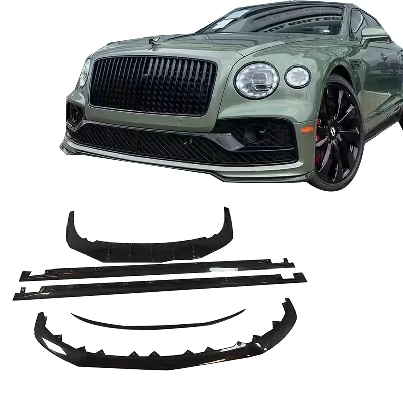 High Quality Dry Carbon Fiber W12 Style Body kits For Bentley Flying Spur Front Rear Bumper Lip Diffuser Side Skirt Wing Spoiler