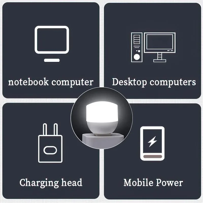 1/10pcs Mini USB Night Light Plug Lamp Warm White Eye Protection Book Reading Lamp Computer Mobile Power Charging LED Night Lamp