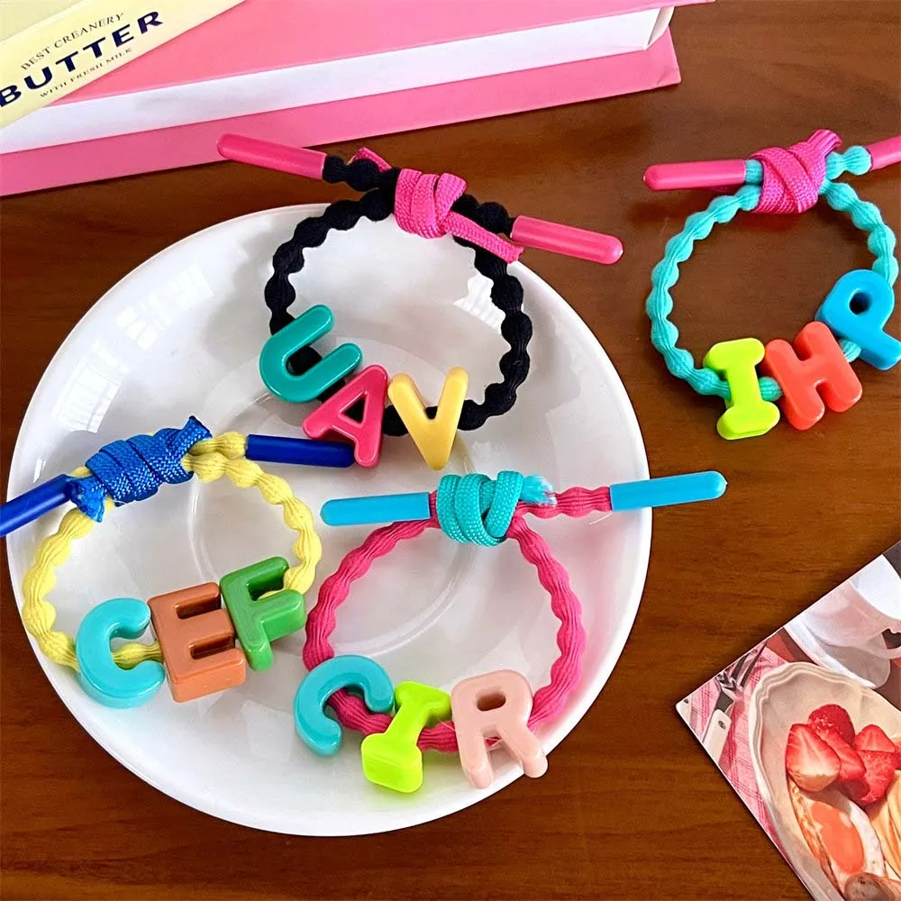 

Korean Style English Letter Hair Rope Uppercase Letters Candy Color Creative Hair Scrunchies High Elasticity Hair Accessories