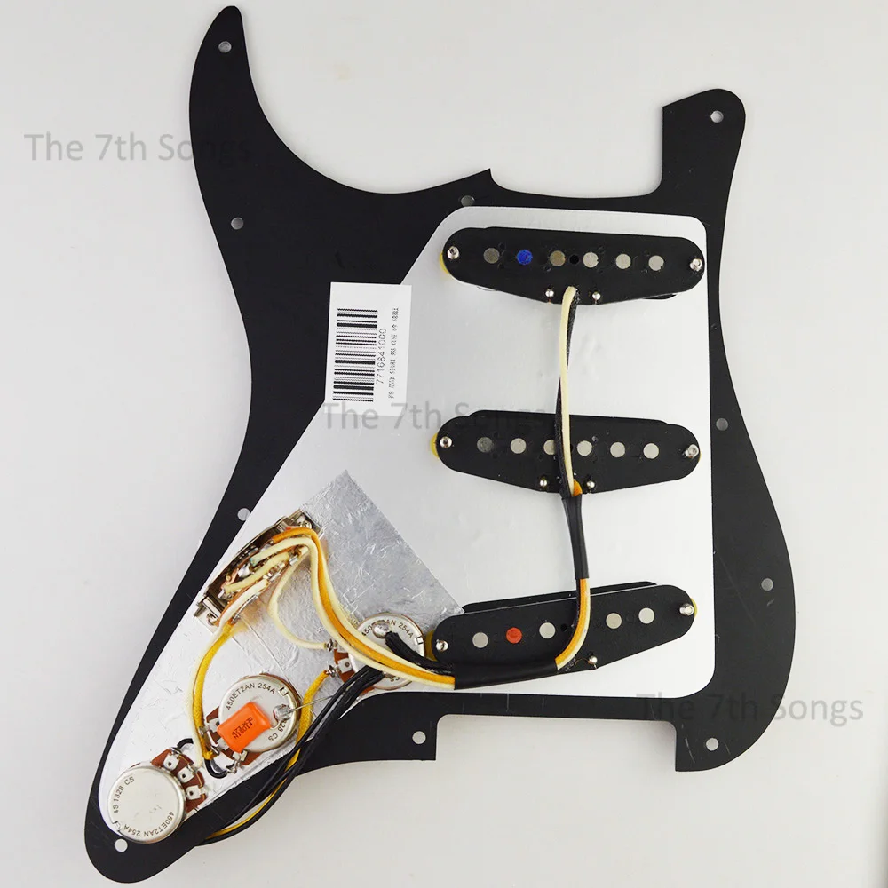 Texas Blues Alnico 5 ST Gitarren-Pickguard mit SSS-Tonabnehmern, vorverdrahtet mit OAK-Typ-Schalter, verschiedene Farben – Detail 7