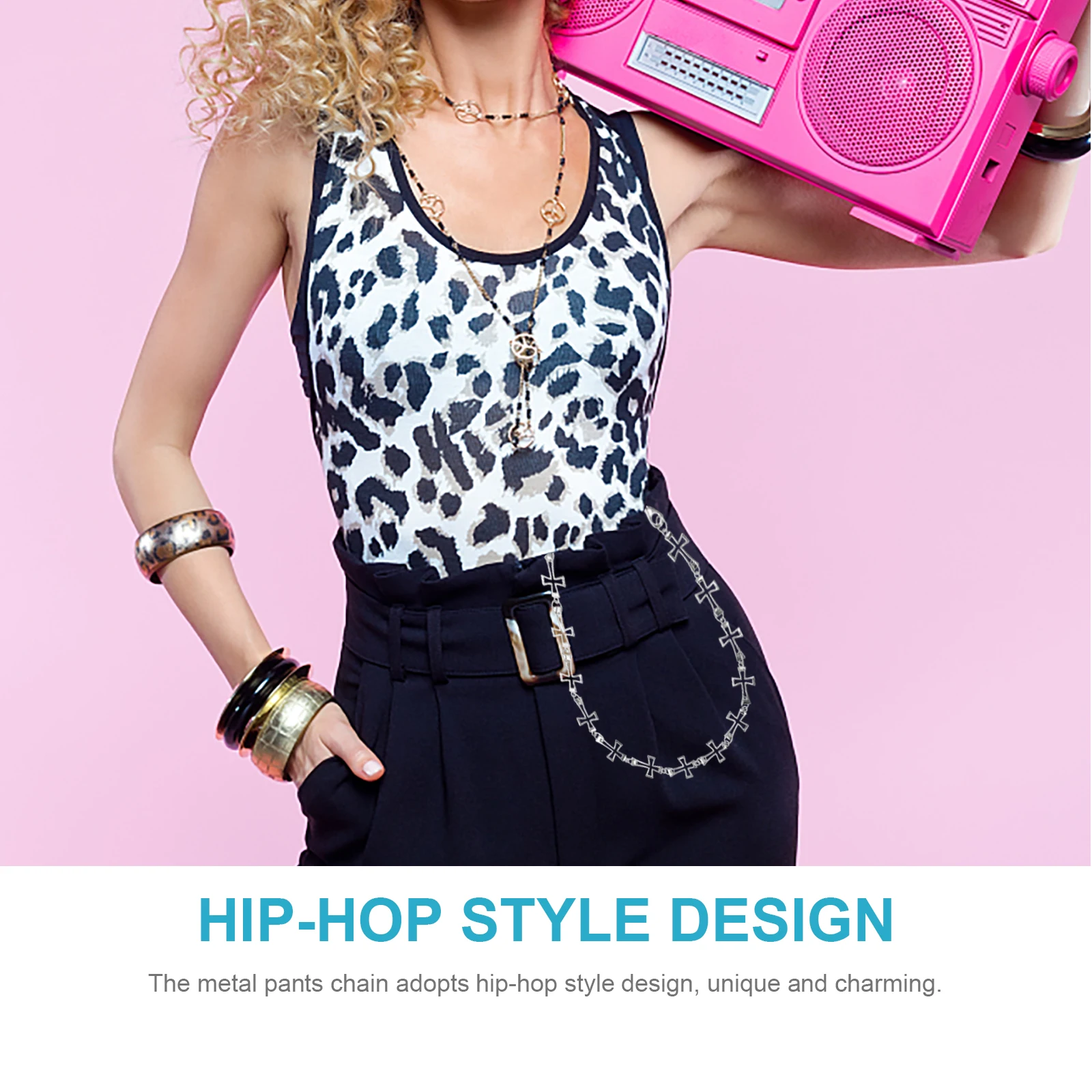 

Metal Pants Chain with Cross Hip-Hop Style for Jeans Goth Punk Accessories Durable Pocket Chain Jean Chains for Men