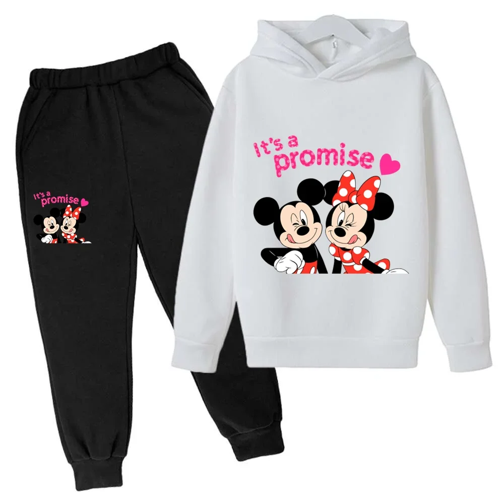 Disney Spring Autumn Girls Minnie Clothing Suit Baby Girls Clothes Set Kids Sport Hoodies Pants 2Pcs Sets Toddler Tracksuits