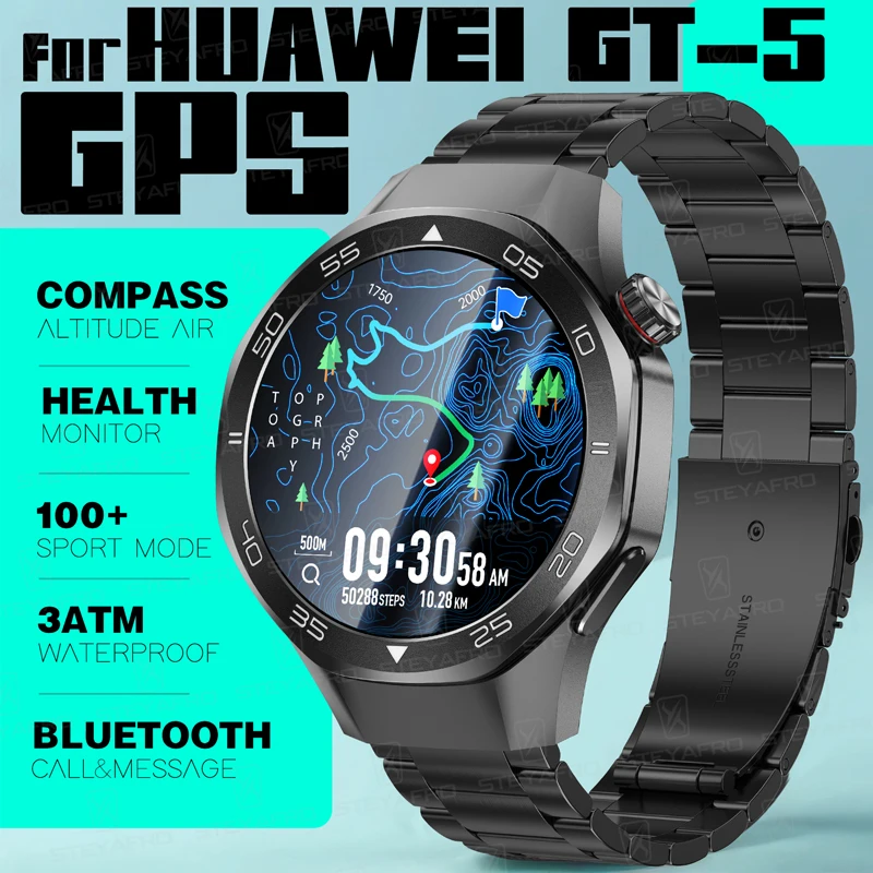

2025 For HUAWEI GT 5 GPS Smartwatch Men's 1.53" HD AMOLED Screen Heart Rate Monitor Bluetooth Call Compatible with Android iOS