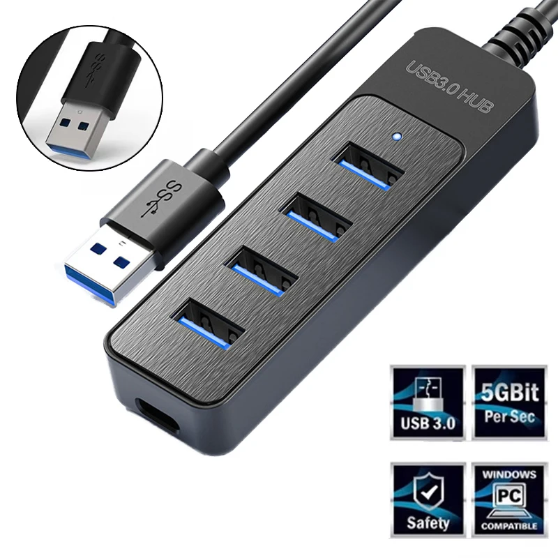 USB 3.0 HUB 4 Port Multi USB 3.0 Splitter Hub With USB C Charging Port Power Adapter Multiple Type C Expander Dock For Laptop PC