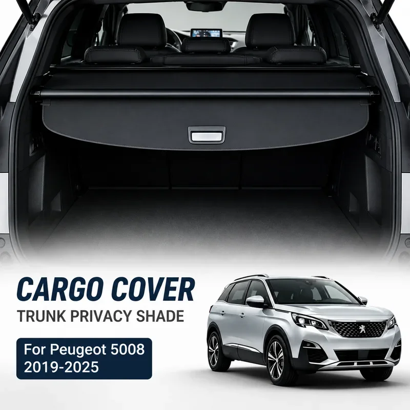 Cargo Cover Trunk Privacy Shade Rear Security Partition Anti-Theft Shield Organizer For Peugeot 5008 2019-2025 Double Curtain