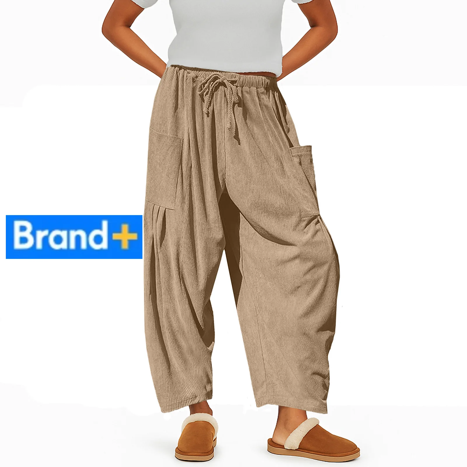 سروال قصير مريح للنساء - بنطلون بالازو فضفاض مع رباط قابل للتعديل، سروال صالة مثالي مع #1