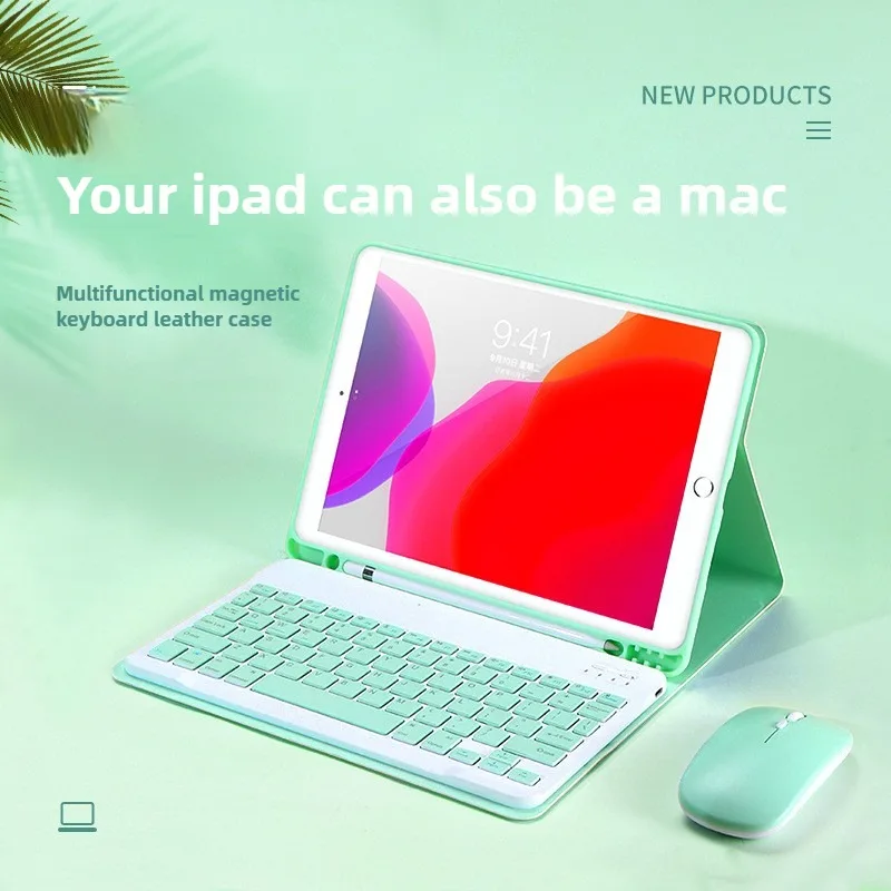 

Colorful Candy Bluetooth Keyboard Magnetic Leather Stand Case Covers For iPad 9 Pro11 10.2 inch Air 6 with pen slot
