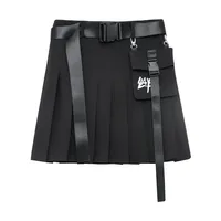 Summer Cargo Skirts with Pocket Women Dark Academy Uniform Harajuku Gothic Short Skirt Fashion Girl Emo Techwear Clothes