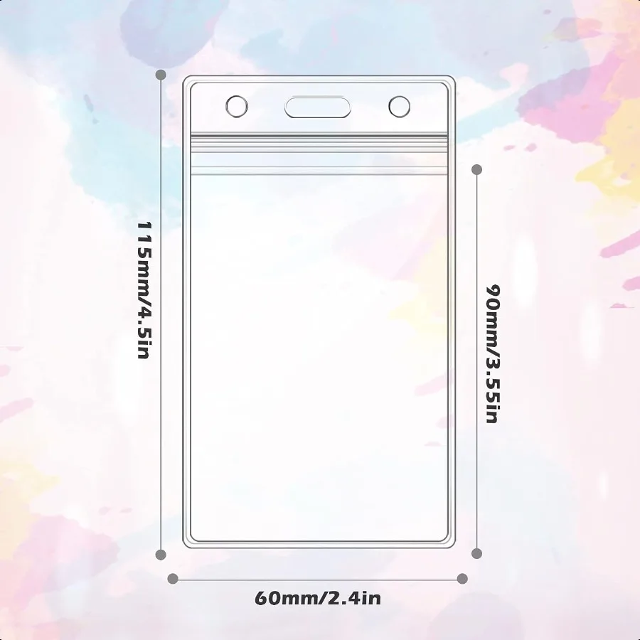 100 szt. Pionowych identyfikatorów z przezroczystego plastiku z wodoodpornym, zamykanym zamkiem błyskawicznym do identyfikacji.