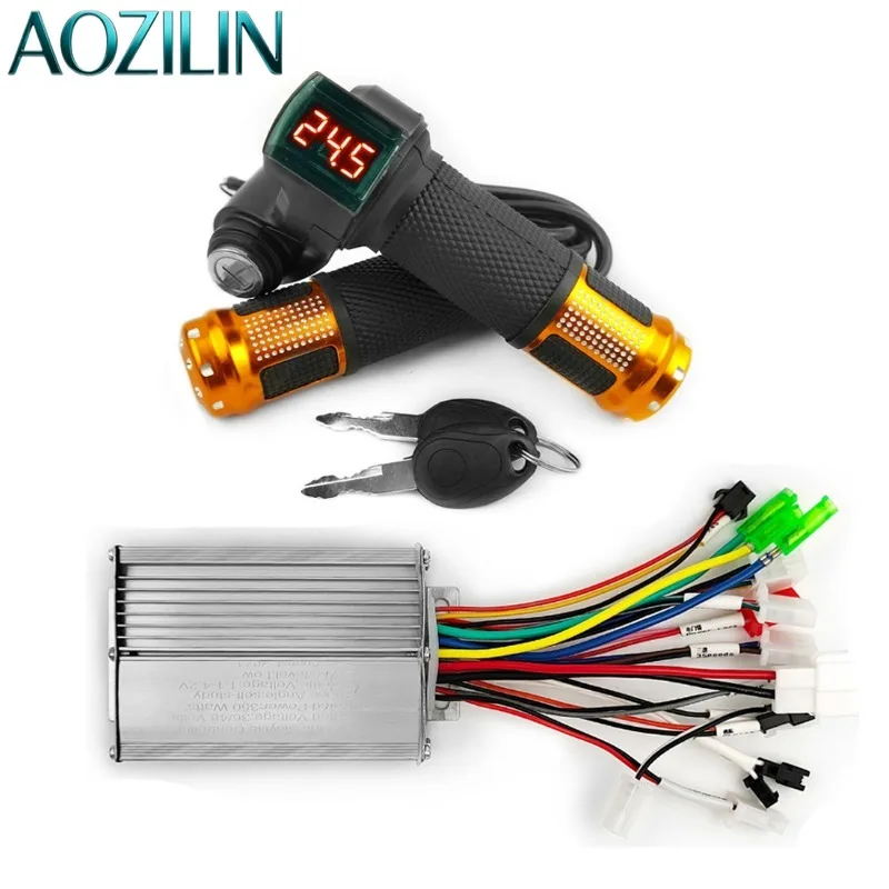 AOZILIN 350W Brushless Motor Controller With Lithium Throttle Handle Electric Bike Replacement Parts