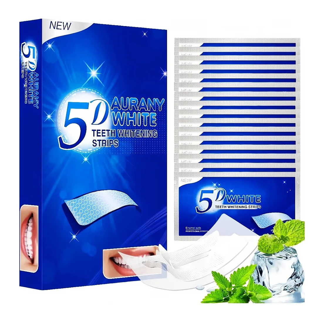 

5D Sensitive Teeth Whitening Strips 56Strips Enamel Safe Formula Fast Stain Removal for Smokers Whitening Kit