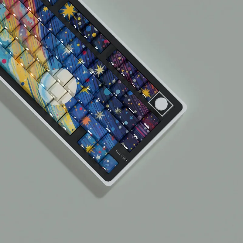

Starry sky side engraved transparent keycap oil painting magnetic axis mechanical keyboard cap box full set 68 60 75 arrangement