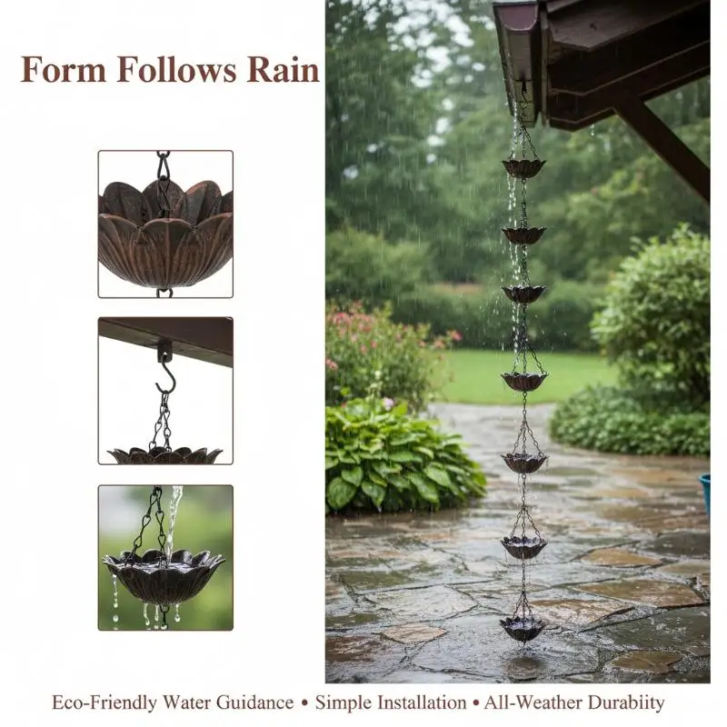 Japanese Metal Rain Chain Outdoor Durable Eaves Gutter Drainage Chain for Attractive Garden Patio Decor