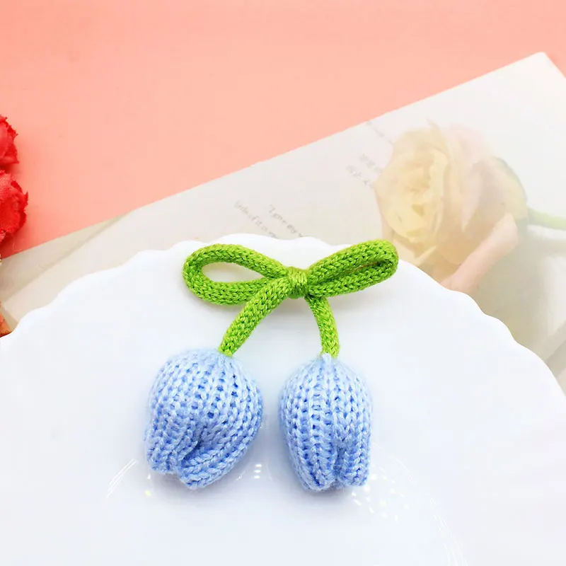 10 Stück Doppelköpfige Tulpenknospen-Blumendekoration für Röcke, Kleidung, Schultaschen, DIY-Anhänger-Zubehör – Detail 6