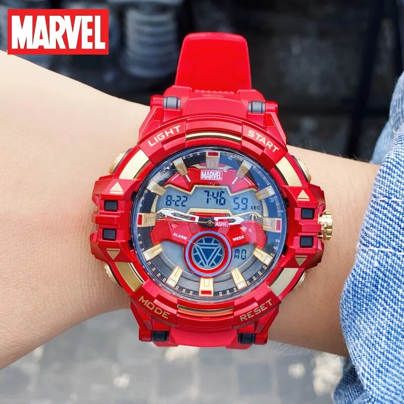 

Marvel Iron Man Sport Dual Display Wristwatch Stop Watch Chronograph Alarm Clock Hourly Boy Quartz Digital New Relogio Masculino