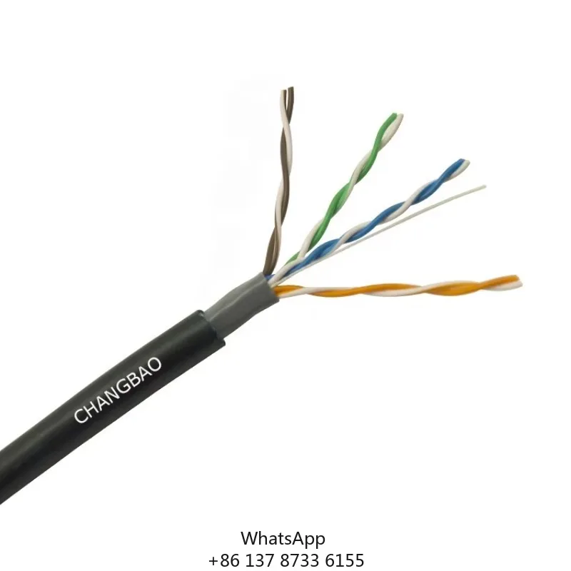 CHANGBAO OUTDOOR WATERPROOF CAT5E ETHERNET CABLE 24AWG 4 PAIRS DOUBLE JACKETS RJ45 CONNECTOR LAN NETWORK CABLE CAT5e 24AWG