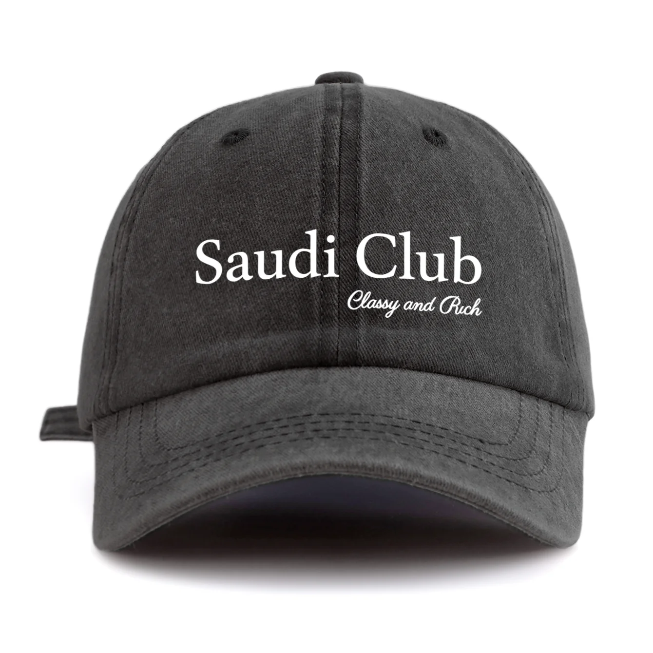 1pc SAUDI C Print Washed Baseball Cap for Adults,Minimalist Retro Style Casual Soft Adjustable Dad Hat,Perfect As Gift