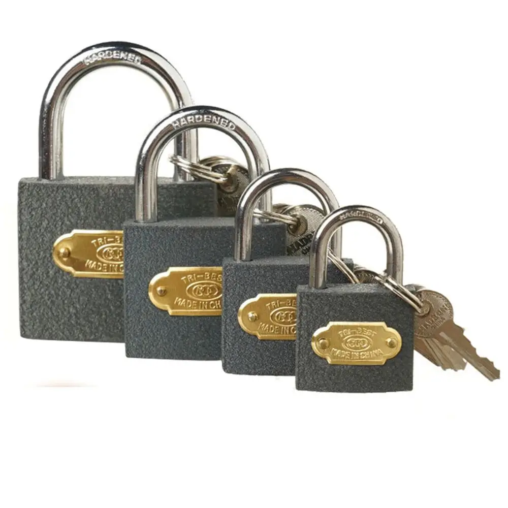 Durable Metal Iron Lock Grey Hardened Lock Beam Dormitory Door Lock with 2 Keys Anti-Theft Lock Home