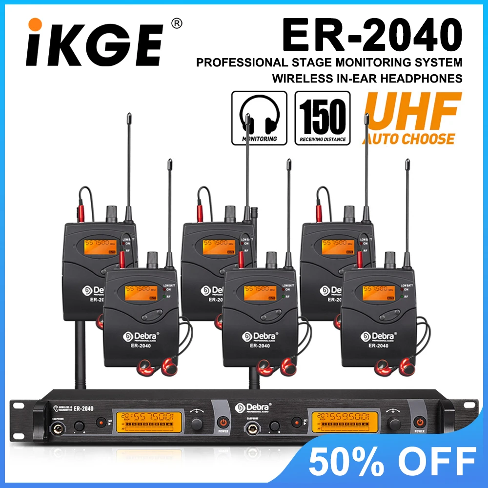 

ER-2040 Professional Wireless In-Ear Monitor System, UHF Transmission Distance 180m, for Stage Performances and Concerts