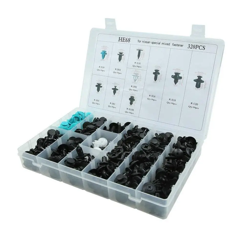 320PCS Car Rivets Plastic Clips Push Rivets Kit Car Fender Bumper Trim Fasteners Set