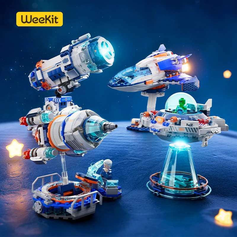 

Weekit НЛО мини-космический корабль строительные блоки комплект космической технологии астрономический телескоп ракета корабль кирпичные игрушки подарок для взрослых