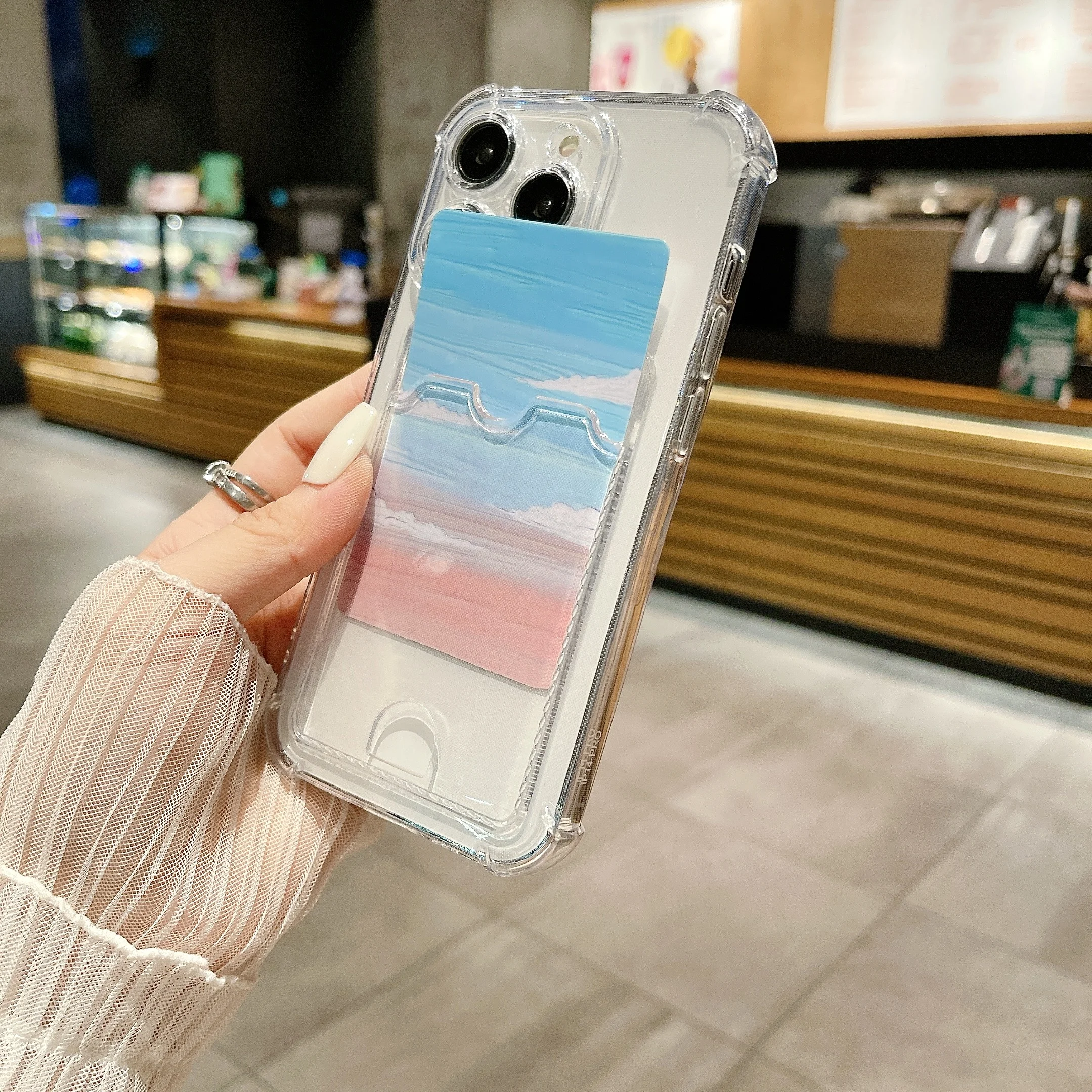 Transparente Kartensteckplatz-Taschenhülle für iPhone 17 Air 16 15 14 13 12 11 Pro Max Mini X XR 7 8 Plus Klare Brieftasche stoßfeste Softcover – Detail 4