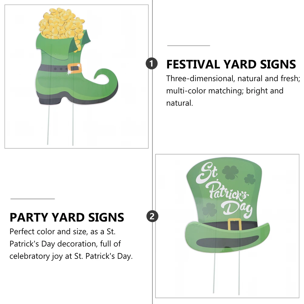 

4pcs St Patrick's Day Plastic Yard Signs Festival Lawn Stakes Outdoor naments Exquisite Realistic Bright 3D Design