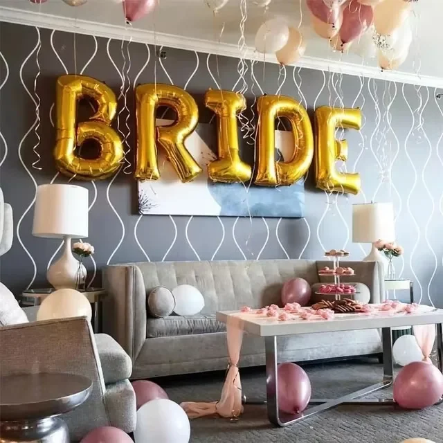 5pcs Bridal Shower Decorations Rose Gold, Bachelorette Party Decor with Bride To Be Letter Balloons Banner, Diamond Ring balloon view 6
