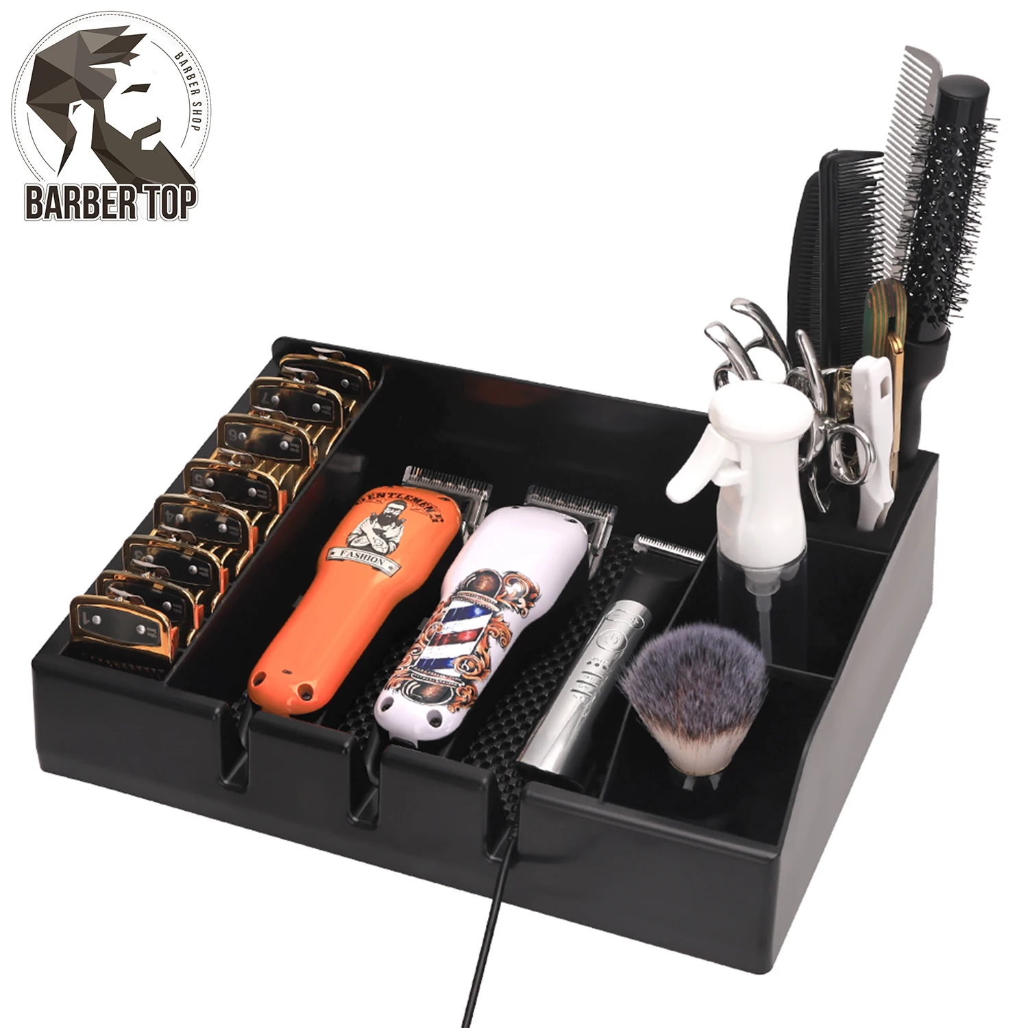 

Barber Clipper Tray Organizer Storage Shelf Hair Scissors Holder Salon Station Haircut Tools Keeper Hairdressing Tool Black