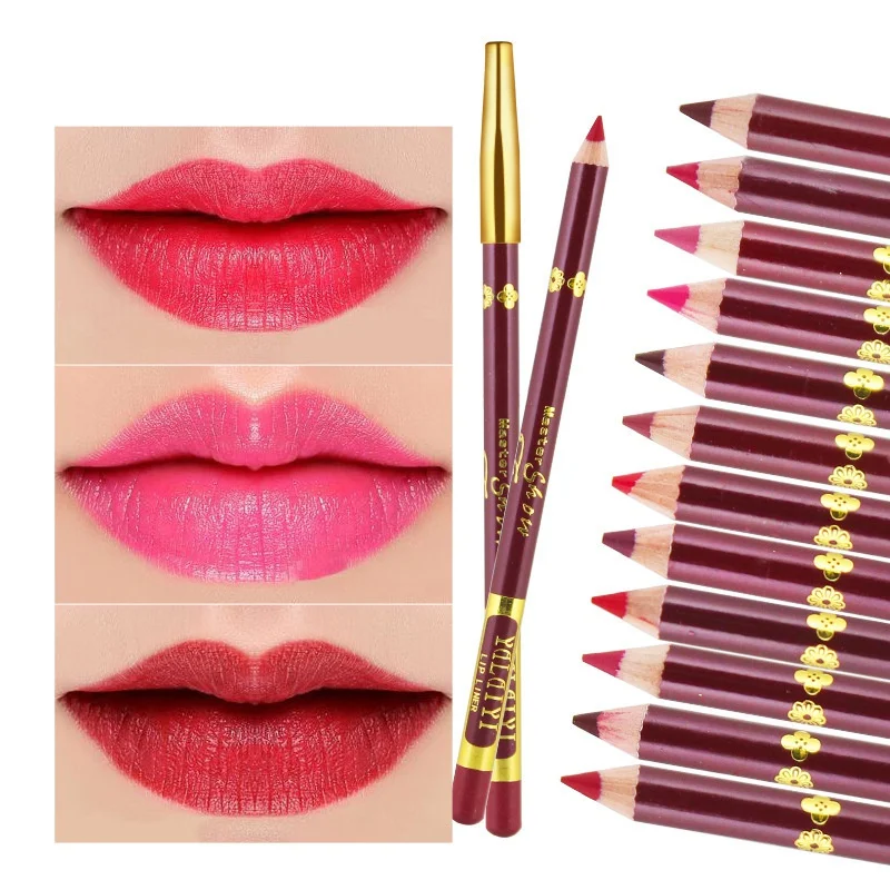 2 Pcs Cosmetic Lipliner Professional Waterproof Long Lasting Lady Charming Lip Liner Pencil Contour Makeup Lipstick Tool