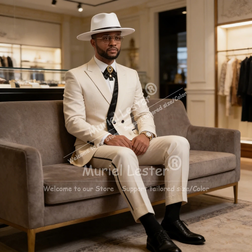Terno Masculino de Moda, Roupa Formal para Homens, Conjunto de 2 Peças, Jaqueta e Calças, Tuxedos Personalizados para Casamento, Terno Masculino Completo