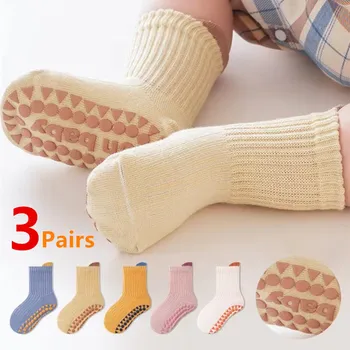 3 זוגות / הרבה גרבי כותנה לתינוקות נגד החלקה עבור בנים ובנות...