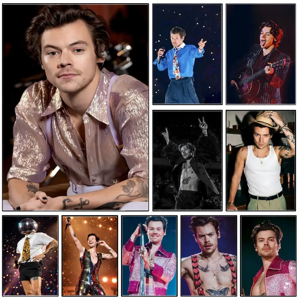 British Pop Singer H-Harry Styles Poster  Self-adhesive Art Waterproof Paper Sticker Coffee House Bar Room Wall Decor